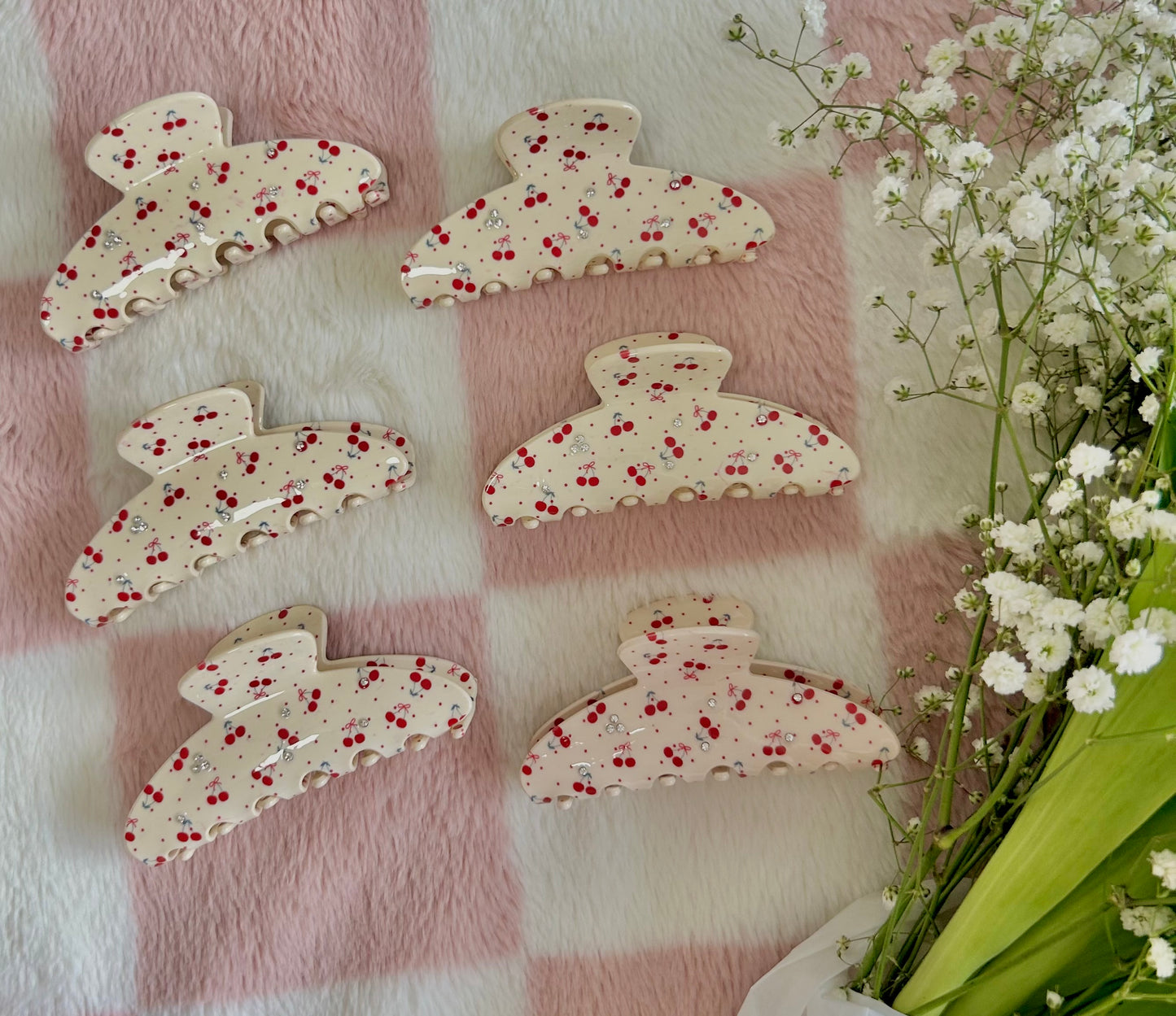 Cherry Bow Claw Clip