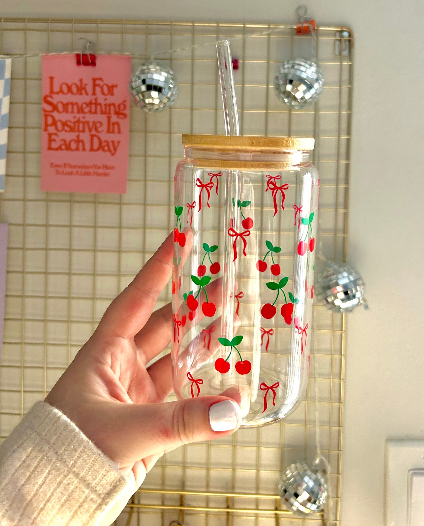 Cherry Bow Can glass