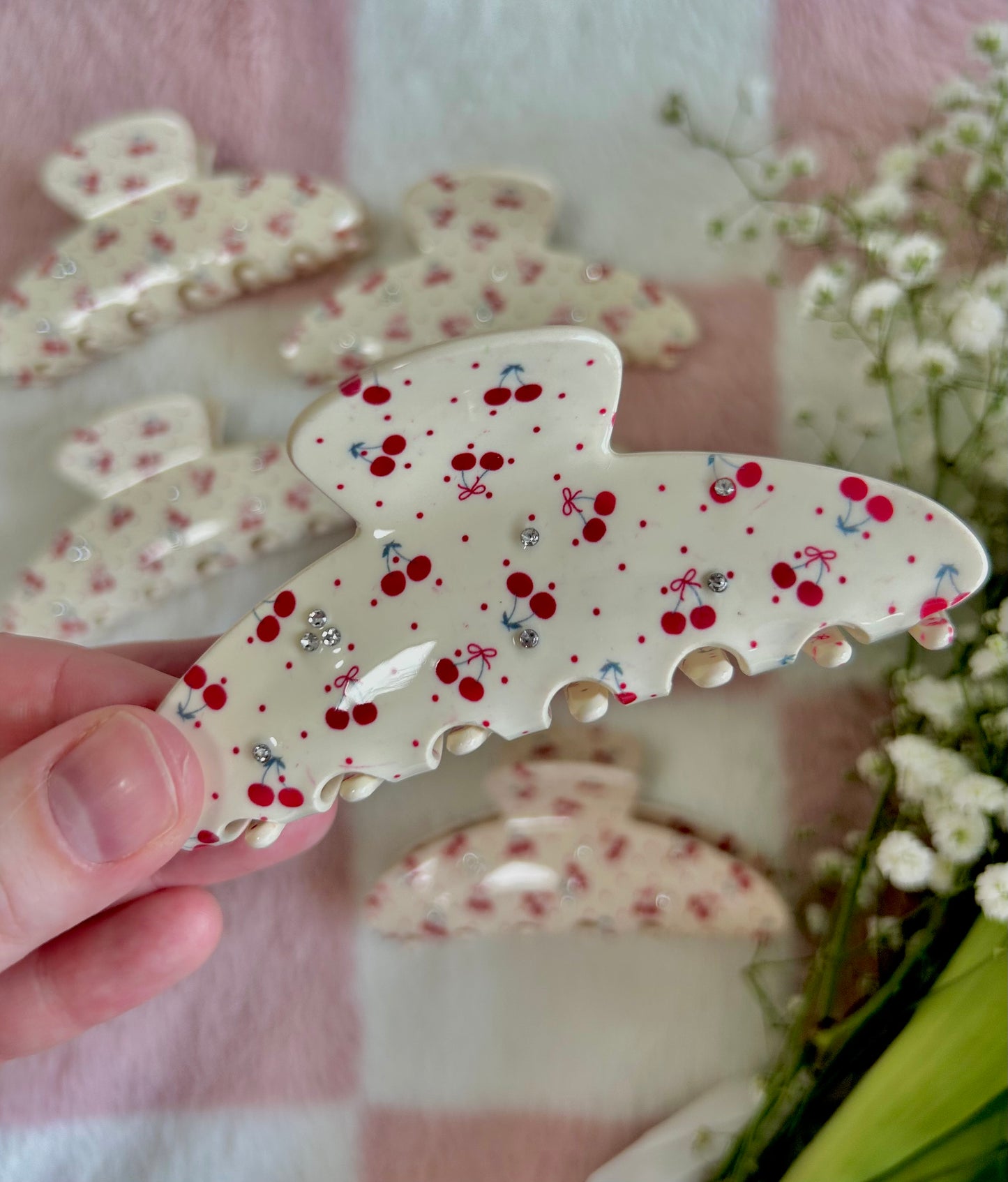 Cherry Bow Claw Clip