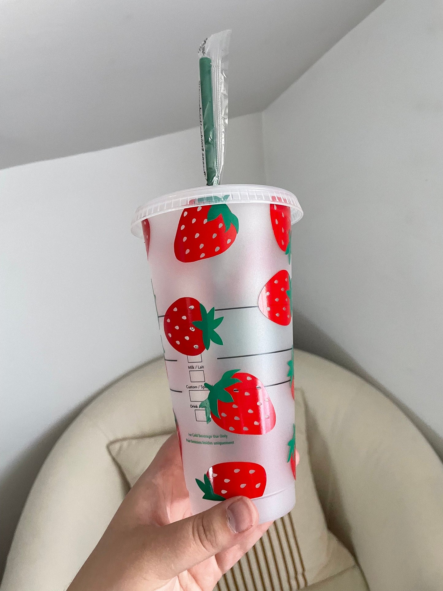 Strawberry Starbucks Cold Cup / Iced coffee cup / Tumbler / Spring Cup / Customized Gift / Custom Cup / Custom birthday gift / Easter gift