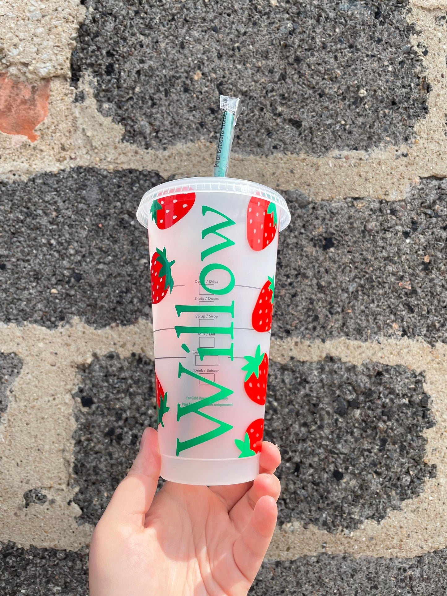 Strawberry Starbucks Cold Cup / Iced coffee cup / Tumbler / Spring Cup / Customized Gift / Custom Cup / Custom birthday gift / Easter gift