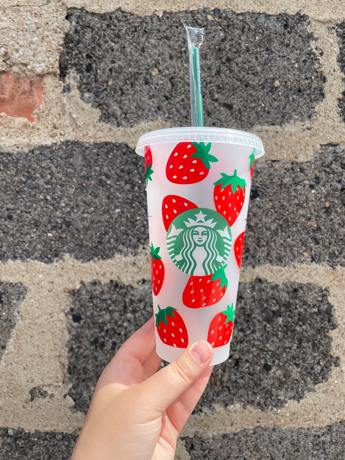 Strawberry Starbucks Cold Cup / Iced coffee cup / Tumbler / Spring Cup / Customized Gift / Custom Cup / Custom birthday gift / Easter gift