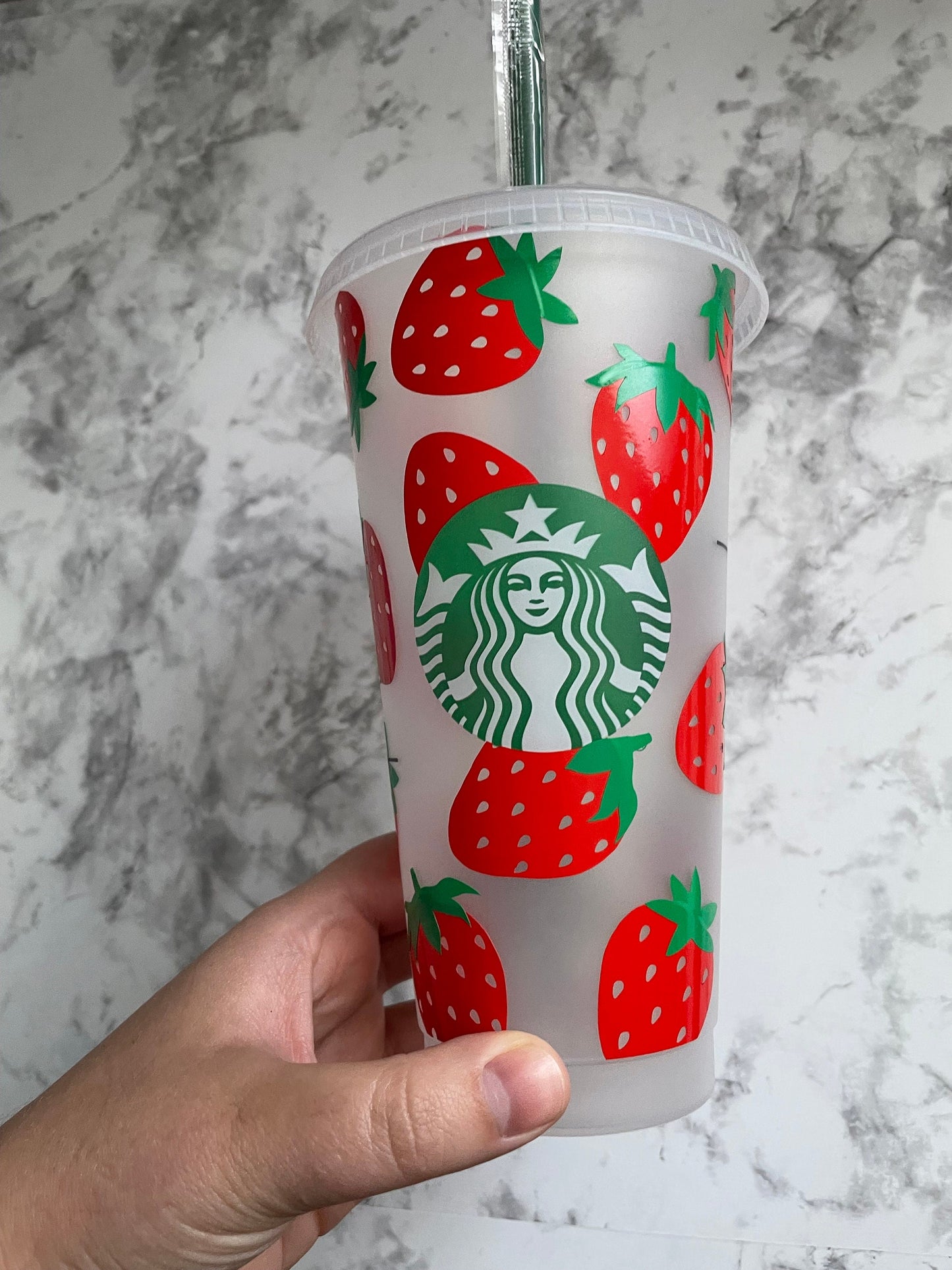 Strawberry Starbucks Cold Cup / Iced coffee cup / Tumbler / Spring Cup / Customized Gift / Custom Cup / Custom birthday gift / Easter gift