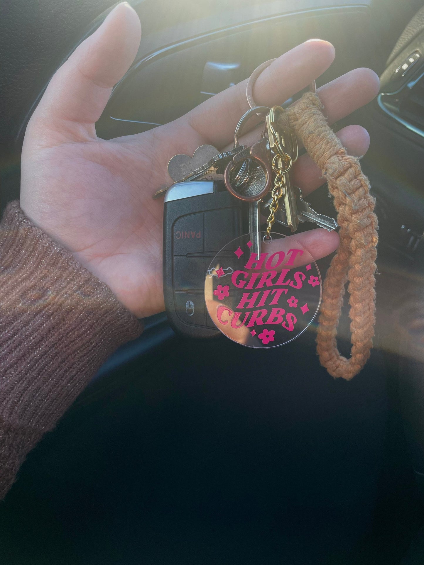 Hot Girls Hit Curbs Keyring / Hot Girls Key Chain / Trendy keychain / Gift for her / birthday gift / gift / that girl
