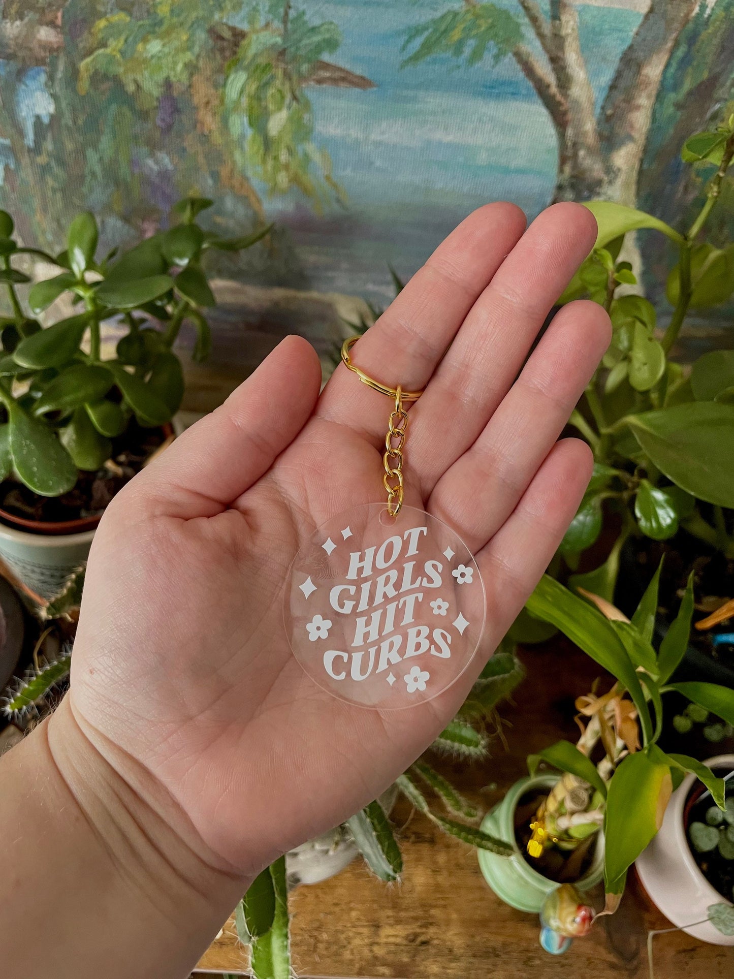 Hot Girls Hit Curbs Keyring / Hot Girls Key Chain / Trendy keychain / Gift for her / birthday gift / gift / that girl