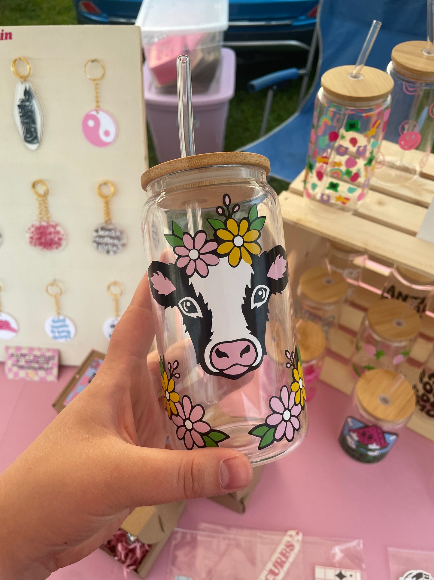 Daisy Cow Can Glass