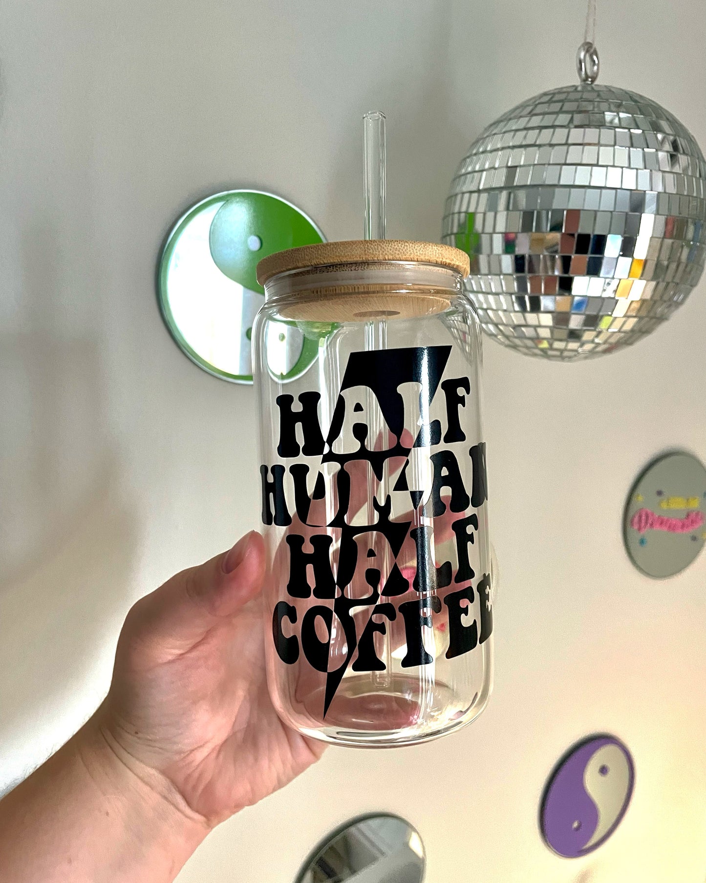 Half human half coffee can glass