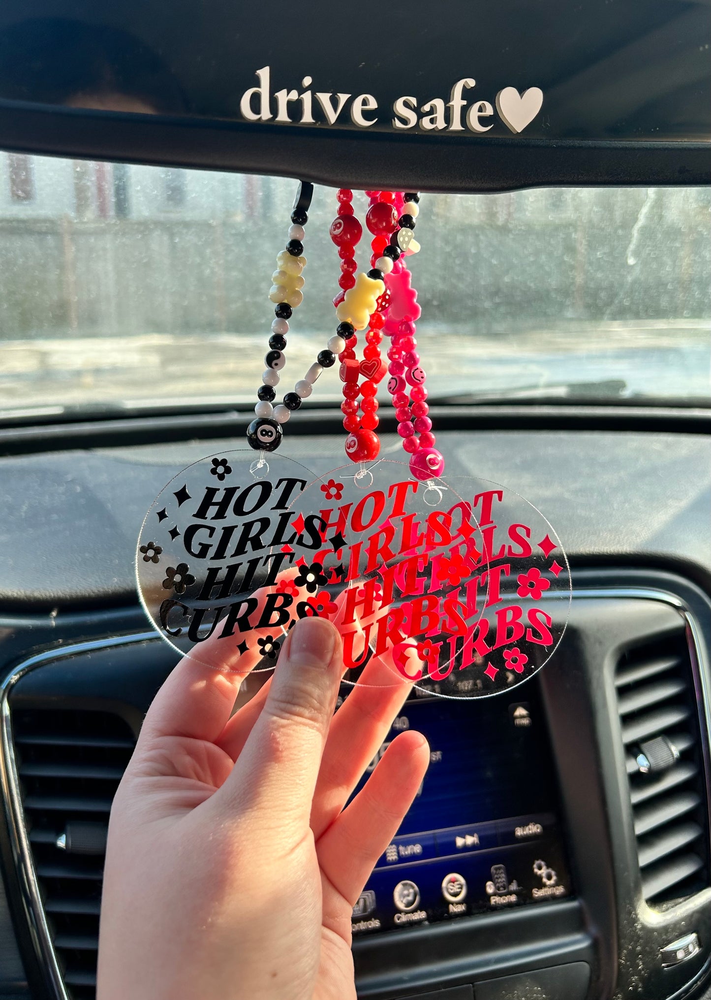 Hot girls hot curbs Car Mirror decor