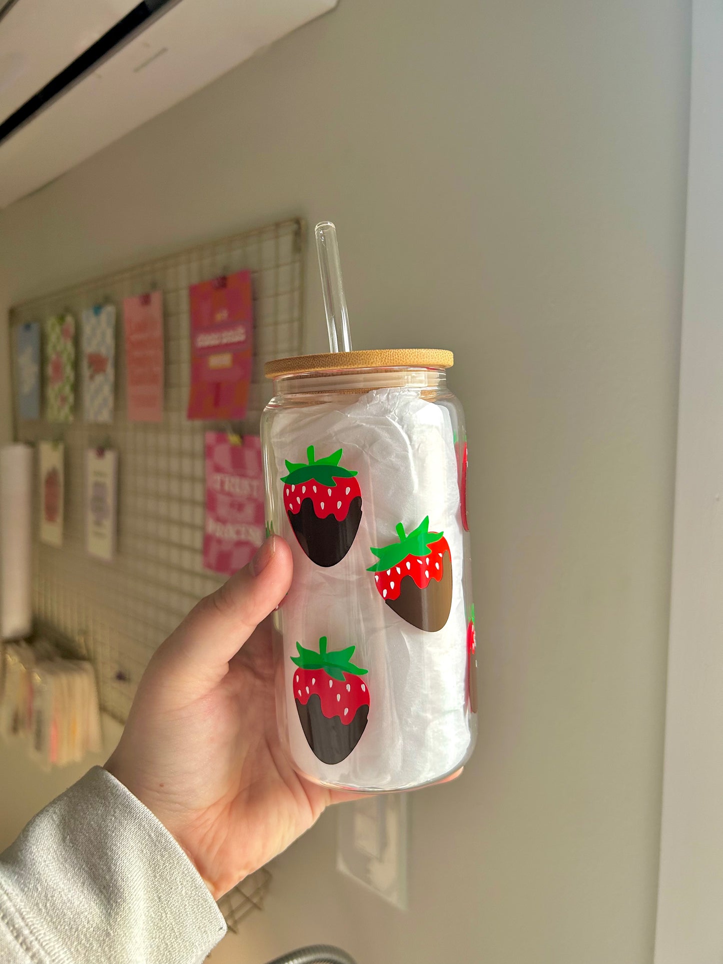 Chocolate Covered Strawberry Can Glass