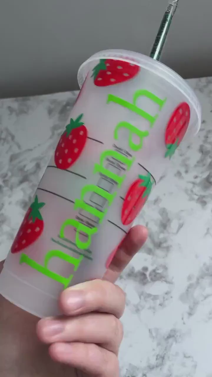 Strawberry Starbucks Cold Cup / Iced coffee cup / Tumbler / Spring Cup / Customized Gift / Custom Cup / Custom birthday gift / Easter gift